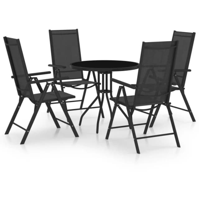VIDAXL 5 Piece Garden Dining Set Aluminium and Textilene Black Vidaxl 8720286407110