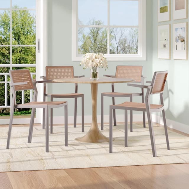 Kabinet UK 4 Set Pseudo-rattan PP Dining Chair Grey unisex One Size