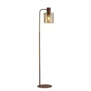Ghent Large Floor Lamp, E27, Mocha, Amber Glass