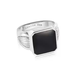 Rings 925 Sterling Silver Bold Black Enamel Signet Ring Sterling Silver