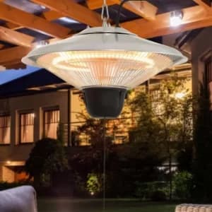 Alfresco Hanging Electric Patio Heater with Pull Cord 1.5KW, Silver