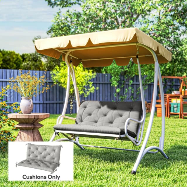 Outsunny 2 Seater Garden Bench Cushion Outdoor Seat Pad with Ties Grey 84B-137V70LG