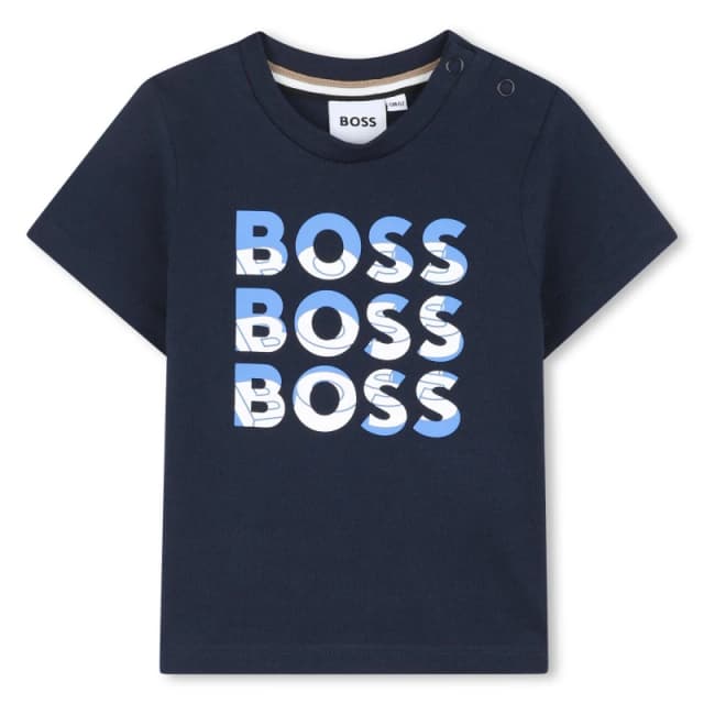 Boss Kids Multi Logo Soft Fabric T-Shirt Navy 849 male 3Y