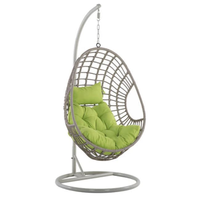 Beliani Hanging Chair With Stand Arpino Pe Rattan Beige