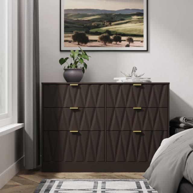 Welcome Furniture Ready Assembled Las Vegas 6 Drawer Midi Chest In Graphite LVF015GBGB