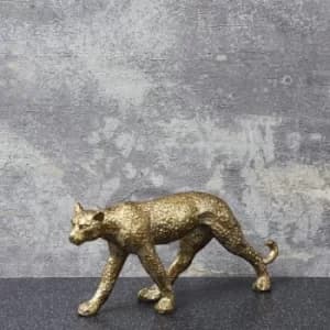 Standing Leopard Ornament Distressed Silver 7cm