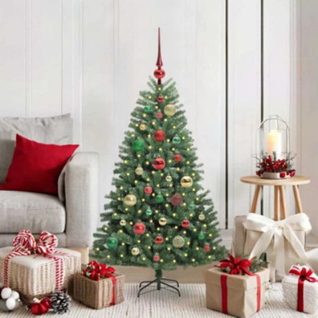 vidaXL Artificial Hinged Christmas Tree Green 120cm PVC and Metal, Green 3395477