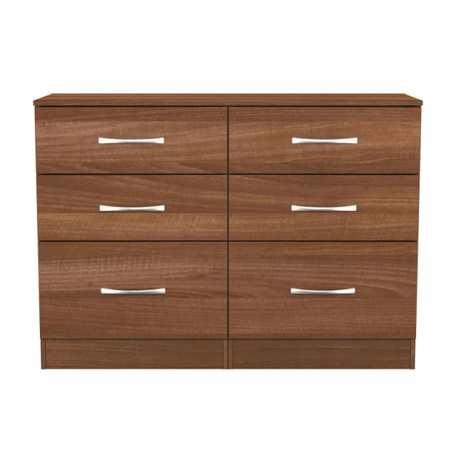 Welcome Furniture Ready Assembled Coventry 6 Drawer Wide Chest Noche Walnut, Brown AVN015N