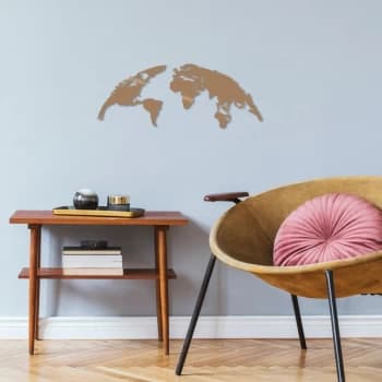 World Map Medium - Copper Copper Decorative Metal Wall Accessory