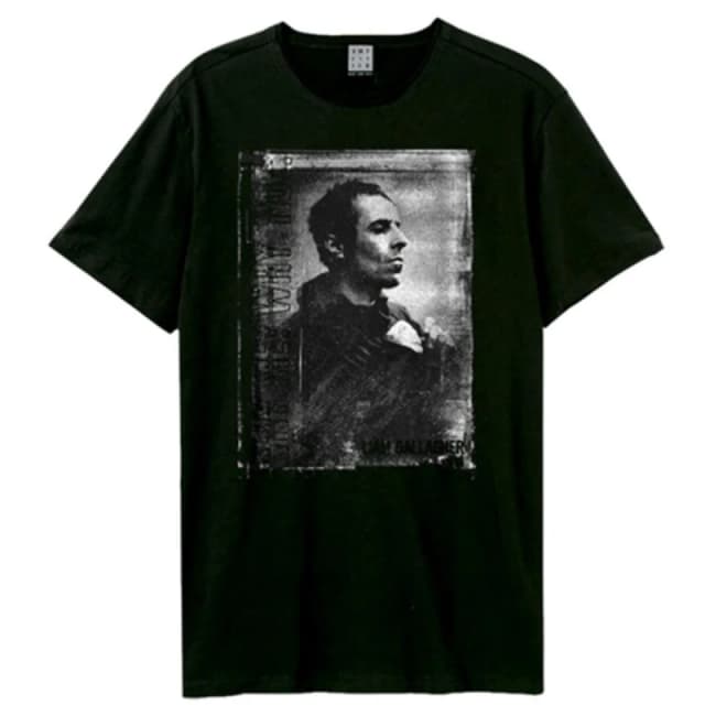 Amplified Amplified Men Why Me Portrait Liam Gallagher Vintage T-Shirt in Black Size: X-Small Black XS Male 5063806740926