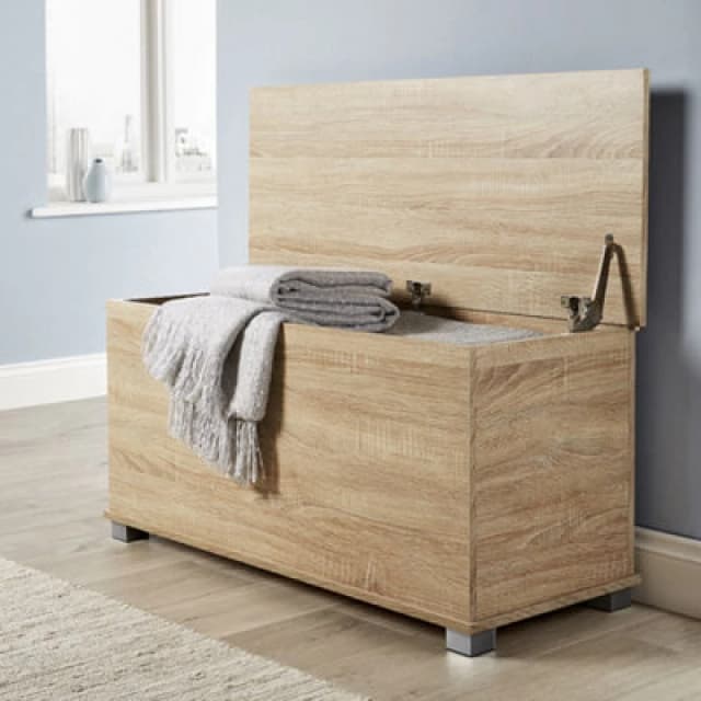 Home Source Malmo Storage Ottoman Chest Unit Light Oak