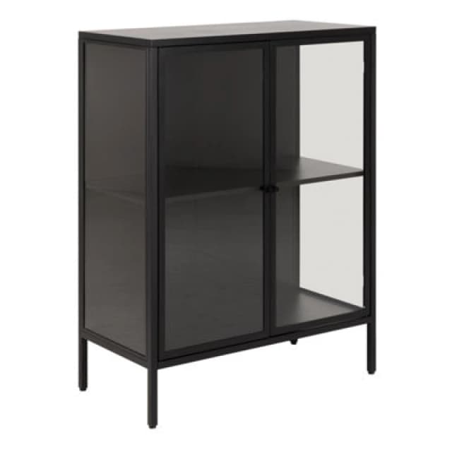 Furniture To Go Newcastle Low 2 Door Display Cabinet In Matt Black