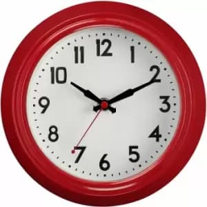 Wall Clock Red / Black Finish Frame Clocks For Living Room / Bedroom / Contemporary Style Round Shaped Design Metal Clocks For Hallways 8 x 22 x 22