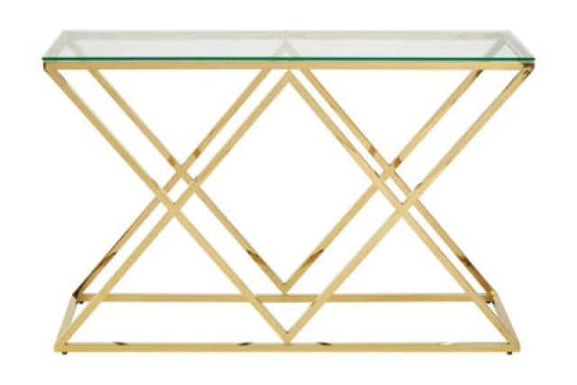 Premier Housewares Elegant Design Gold Finish Console Table, Versatile Livingroom Table, Sturdy And Durable Hallway Table Gold