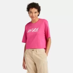 Timberland Logo Pack Cropped Tee For Her In Pink Pink, Size L