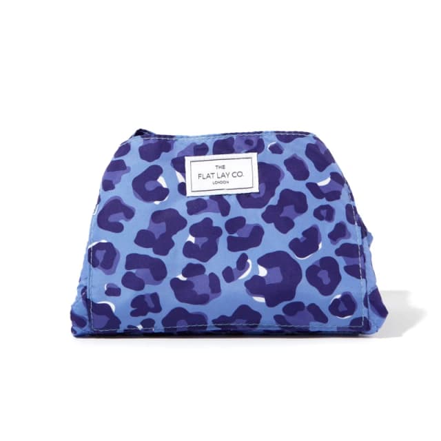 The Flat Lay Co The Flat Lay Co. Drawstring Makeup Bag in Blue Leopard Multi unisex