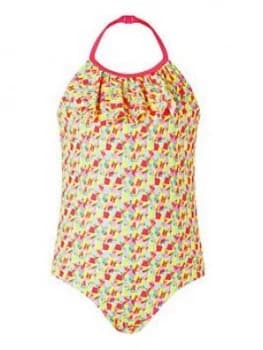 Accessorize Girls Geo Metallic Print Swimsuit - Multi