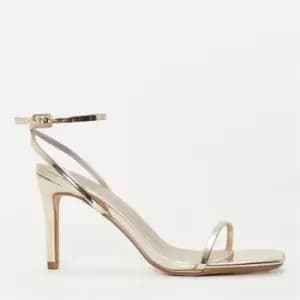 Missguided Square Toe Mid Heeled Sandals - Gold