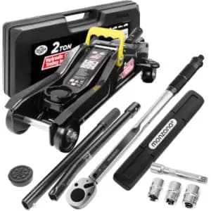 Deuba Tire Change Set Hydraulic Jack 2t incl. Rubber Pad Torque Wrench 6 Pieces 1/2 "40-210Nm Case