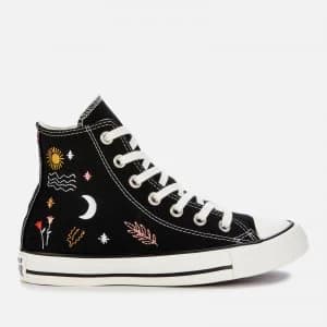Converse Womens Chuck Taylor All Star It's Ok To Wander Hi-Top Trainers - Black/White/Black - UK 5