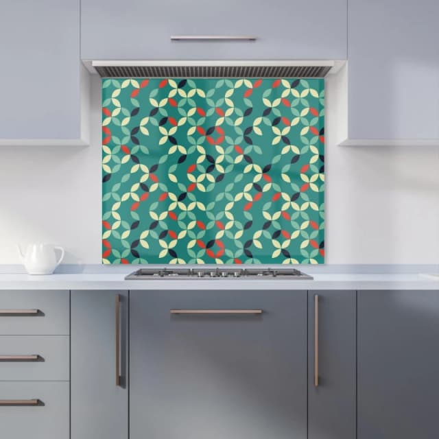 Warren Reed - Designer Geometric Pattern Design Kitchen Splashback in Green Size: 700mm x 650mm Green Unisex 700mm x 650mm