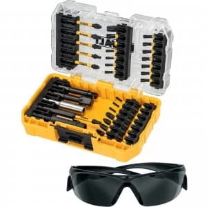 DEWALT 38 Piece FlexTorq Impact Screwdriver Bit Set and Safety Glasses