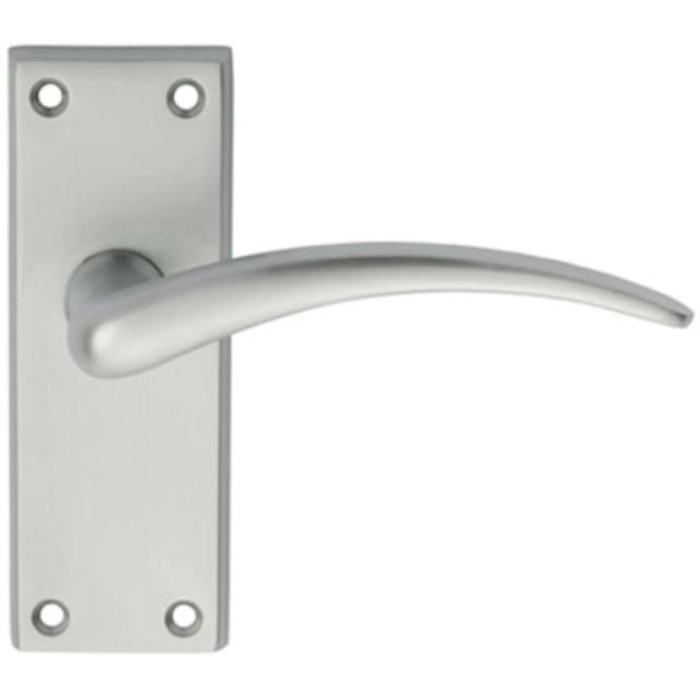 Loops PAIR Slim Arched Door Handle on Latch Backplate 150 x 43mm Satin Chrome Multi