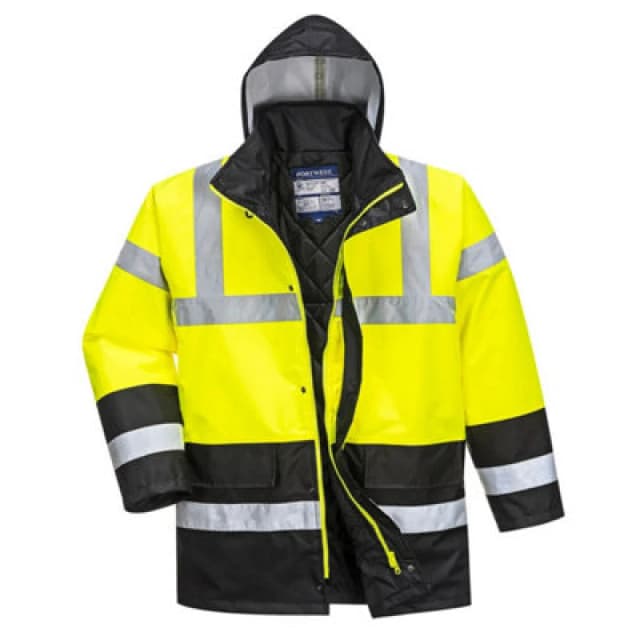 Oxford Weave 300D Class 3 Hi Vis Contrast Traffic Jacket S466YBRXS Colour: Yellow / Black