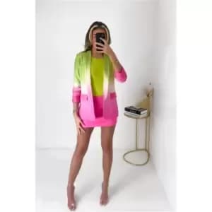 I Saw It First Green Ombre Ruched Sleeve Blazer - Green