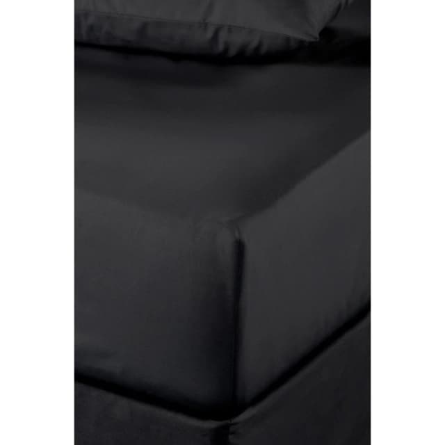 Homelife Non Iron Plain Dyed Deep Fitted Sheet - Black Double