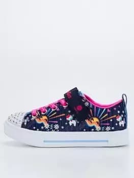 Skechers Kids Twinkle Sparks Unicorn Trainer - Multi , Navy, Size 11 Younger