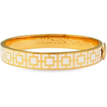 1cm Mosaic Cream & Gold Hinged Bangle