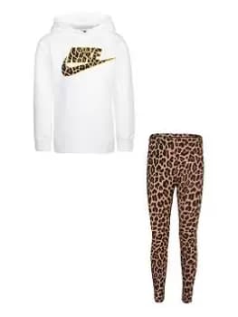 Boys, Nike Fleece Pullover & Legging Set - White, Brown, Size 3-4 Years