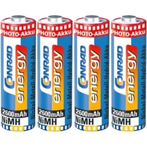 Conrad Energy AKKU AA 2600 Rechargeable AA Battery x4 NiMH 2600 mA...