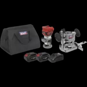 Sealey CP20VTR 20v Cordless Brushless 1/4" Trim Router 2 x 4ah Li-ion Charger Bag