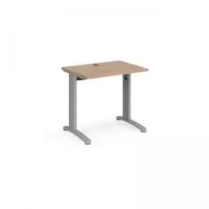 TR10 straight desk 800mm x 600mm - silver frame and beech top