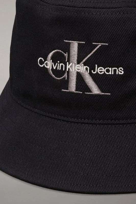 Calvin Klein Mens Monologo Embroidery Bucket Hat Black Male One Size