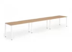 Single White Frame Bench Desk 1200 Beech (3 Pod)