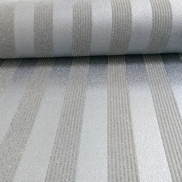 NO BRAND No Brand - Silver Black Stripe Wallpaper Stripey Striped Glitter Sparkle Embossed Feature 273260