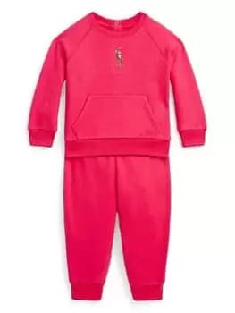 Ralph Lauren Baby Girls Jog Set - Bright Pink, Bright Pink, Size 12 Months