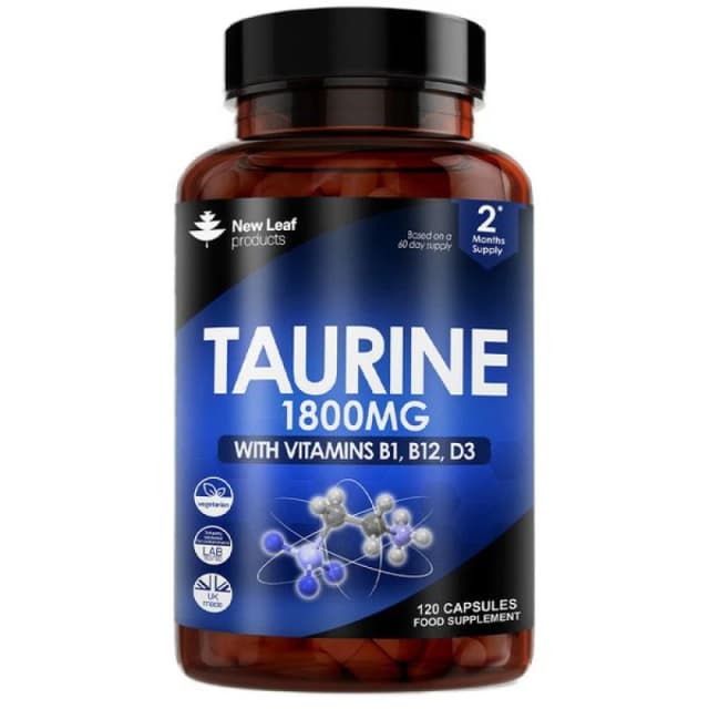 New leaf health Taurine Supplement - 1800mg Taurine Capsules + Vitamins B1, B12 & D3 - 120 Fill Blue unisex