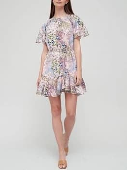 Ted Baker Urban Printed Fluted Hem Mini Dress - Pink, Size 1=8, Women