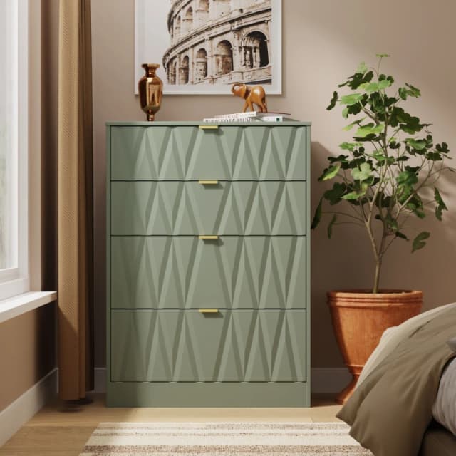 Welcome Furniture Ready Assembled Las Vegas 4 Drawer Deep Chest In Reed Green LVF050RGRG