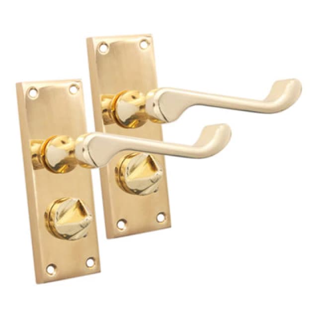 Spira Brass Victorian Scroll Privacy Lever Handle 115mm Polished Brass