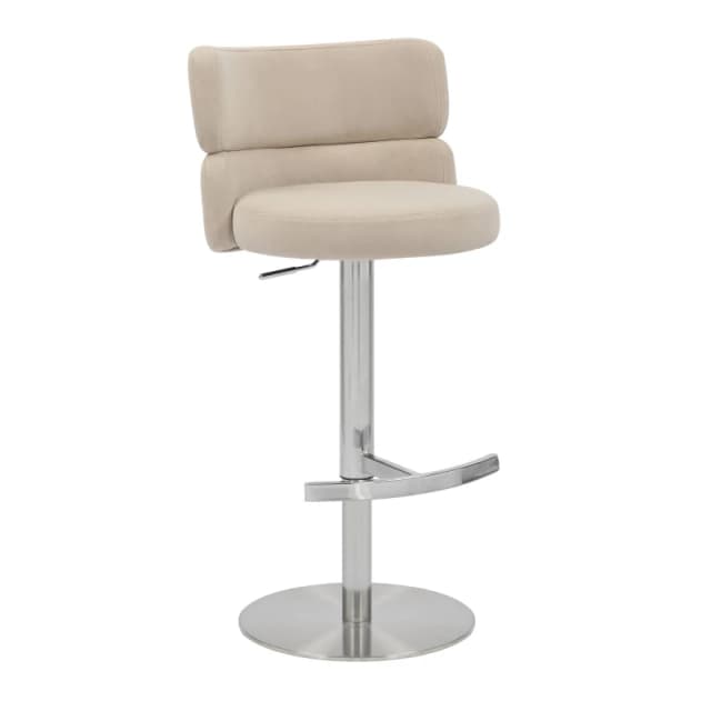 Shankar Mason Brushed Velvet Brushed Steel Base Bar Stool Cream unisex 50x109x48