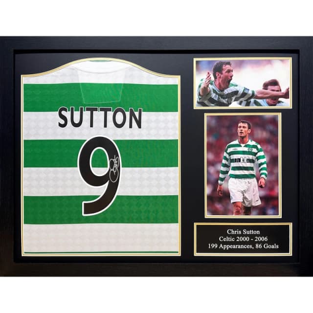 AllStarSignings Ltd Chris Sutton signed Celtic football shirt Green unisex One Size