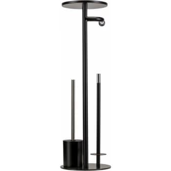 Croydex - Toilet Butler Toilet Roll Holder Storage Toilet Brush Shelf Chrome & Matt Black