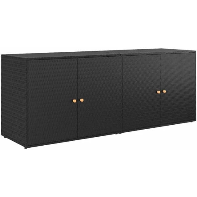 VIDAXL Garden Storage Cabinet Black 198x55.5x80cm Poly Rattan vidaXL 8720845670313