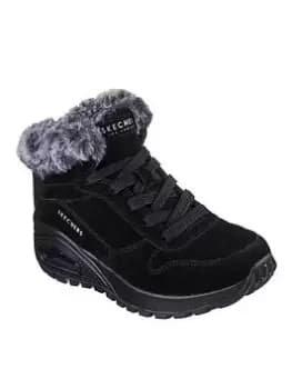 Skechers Uno Rugged Faux Fur Sneaker Ankle Boots, Black, Size 4, Women