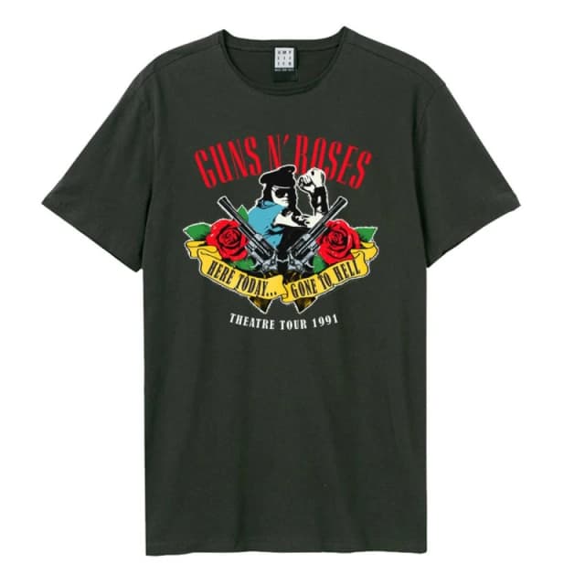 Amplified Amplified Men Gone To Hell Guns N Roses T-Shirt in Charcoal Size: Small Charcoal S Male 5063470089567